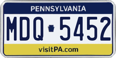 PA license plate MDQ5452