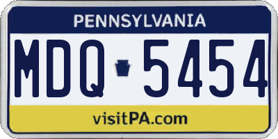 PA license plate MDQ5454