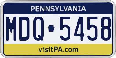 PA license plate MDQ5458