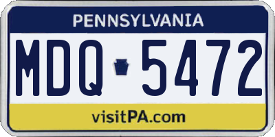 PA license plate MDQ5472