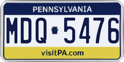 PA license plate MDQ5476