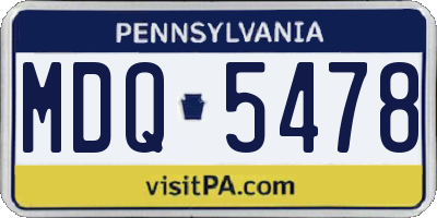 PA license plate MDQ5478