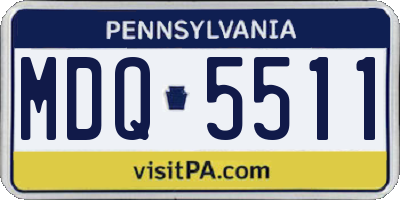 PA license plate MDQ5511