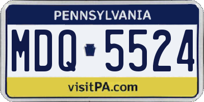 PA license plate MDQ5524