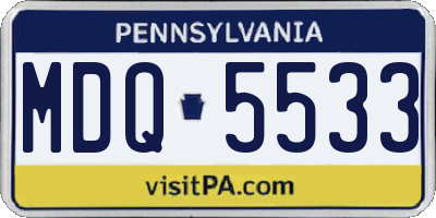 PA license plate MDQ5533