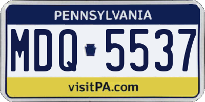 PA license plate MDQ5537