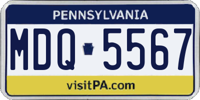 PA license plate MDQ5567
