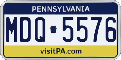 PA license plate MDQ5576