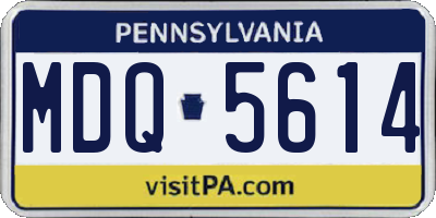 PA license plate MDQ5614