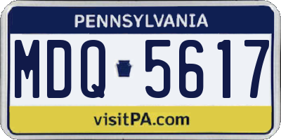 PA license plate MDQ5617