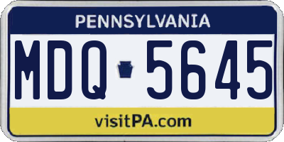 PA license plate MDQ5645
