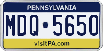 PA license plate MDQ5650
