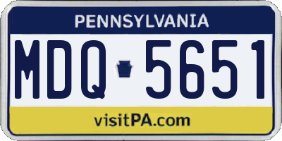 PA license plate MDQ5651