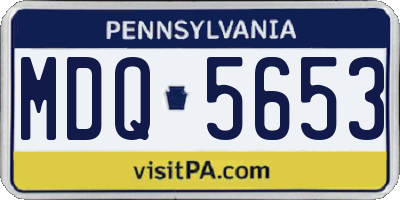 PA license plate MDQ5653