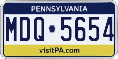 PA license plate MDQ5654