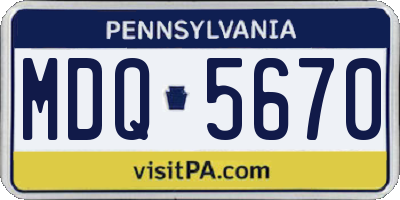 PA license plate MDQ5670