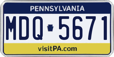 PA license plate MDQ5671