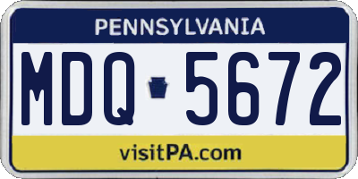PA license plate MDQ5672