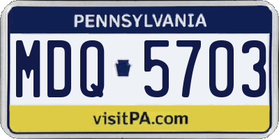 PA license plate MDQ5703