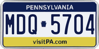 PA license plate MDQ5704