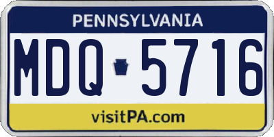 PA license plate MDQ5716