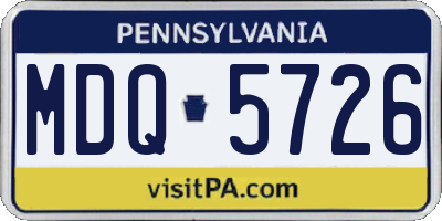 PA license plate MDQ5726