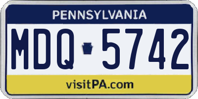 PA license plate MDQ5742