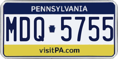 PA license plate MDQ5755