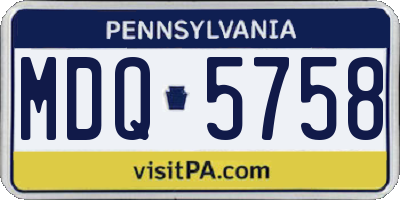 PA license plate MDQ5758