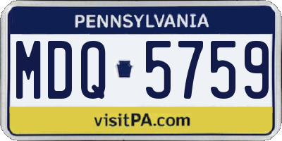 PA license plate MDQ5759