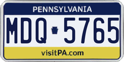 PA license plate MDQ5765
