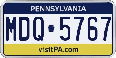 PA license plate MDQ5767