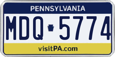 PA license plate MDQ5774