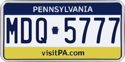 PA license plate MDQ5777