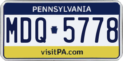 PA license plate MDQ5778