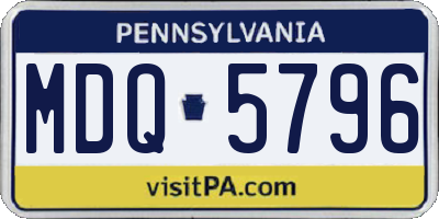 PA license plate MDQ5796