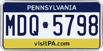 PA license plate MDQ5798