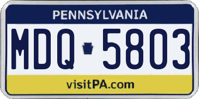 PA license plate MDQ5803