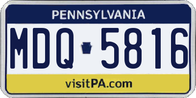 PA license plate MDQ5816