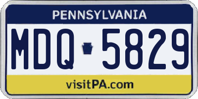 PA license plate MDQ5829