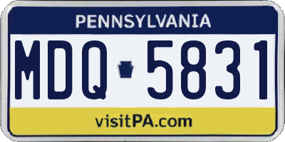 PA license plate MDQ5831