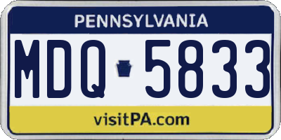 PA license plate MDQ5833
