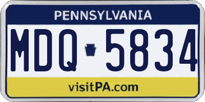 PA license plate MDQ5834