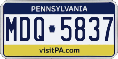 PA license plate MDQ5837
