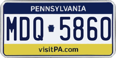 PA license plate MDQ5860