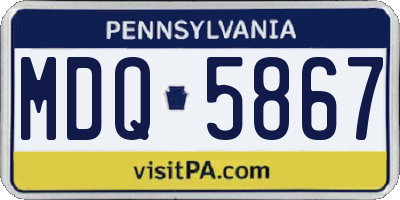 PA license plate MDQ5867