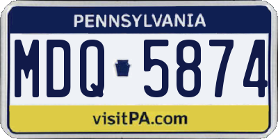 PA license plate MDQ5874