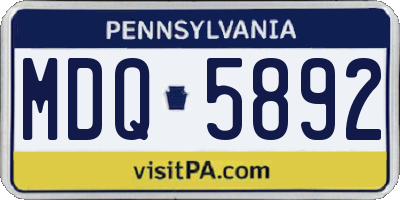 PA license plate MDQ5892