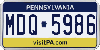 PA license plate MDQ5986
