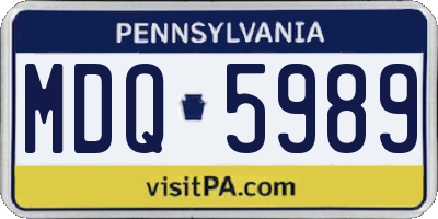 PA license plate MDQ5989